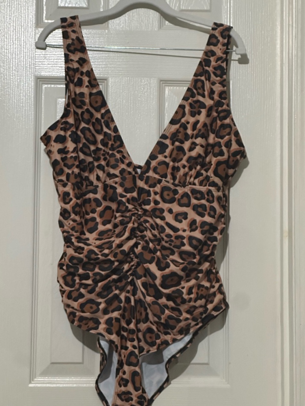 Fashion Nova Leopard Print Ruched One-Piece Swimsuit | Size 2X